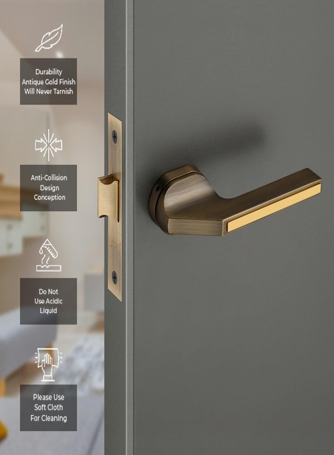 LAPO قفل باب نقر فاخر من لابو للحمام والشرفة وغرفة التخزين | قفل باب مع مقابض وقفل أمان للأطفال | طلاء ذهبي عتيق | ضمان 3 سنوات (Ro-185) - Image 3